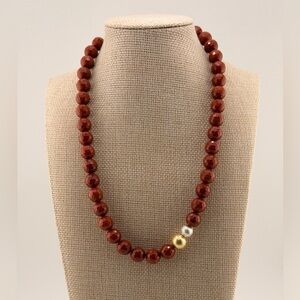 Faceted goldstone and metal beads